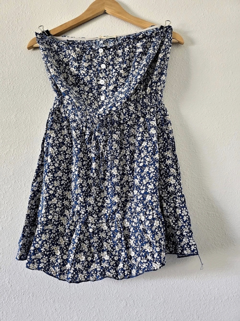 anna-kaci Floral Mini Dress in Blue & White Size Medium